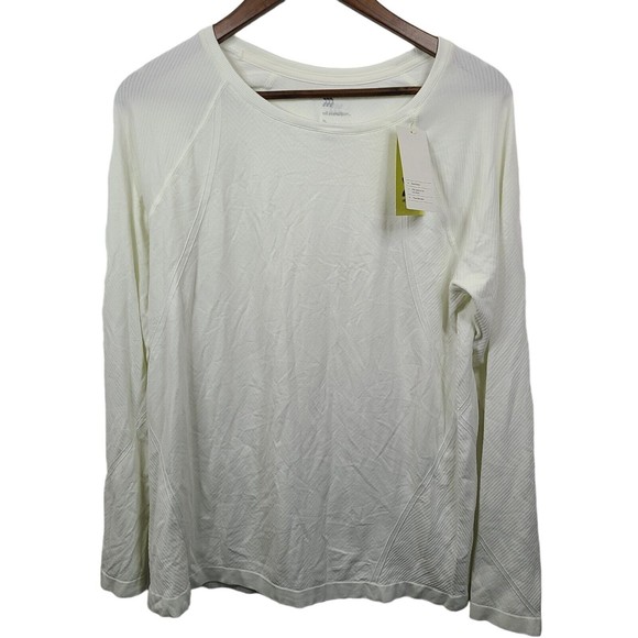 NWT All In Motion White Long Sleeve Thumbholes Athletic Top XL - Picture 1 of 7